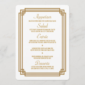 Menú simple Art Deco Boda blanco