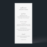 Menú Simple Black and White Clean Guest Name Wedding<br><div class="desc">Modern wedding menu featuring a simple design with classic serif and elegant script fonts.  Use the template to add the name of each guest and skip the place cards.</div>