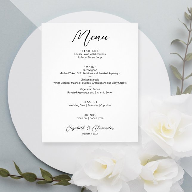 Menú Simple Blanco de Boda con Presupuesto Limitad (Subido por el creador)