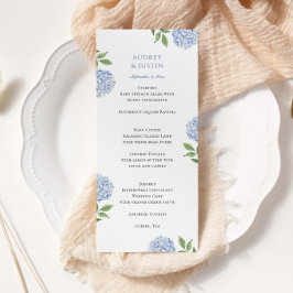 Menú Simple Boda de Hydrangea Azul Alta Cena