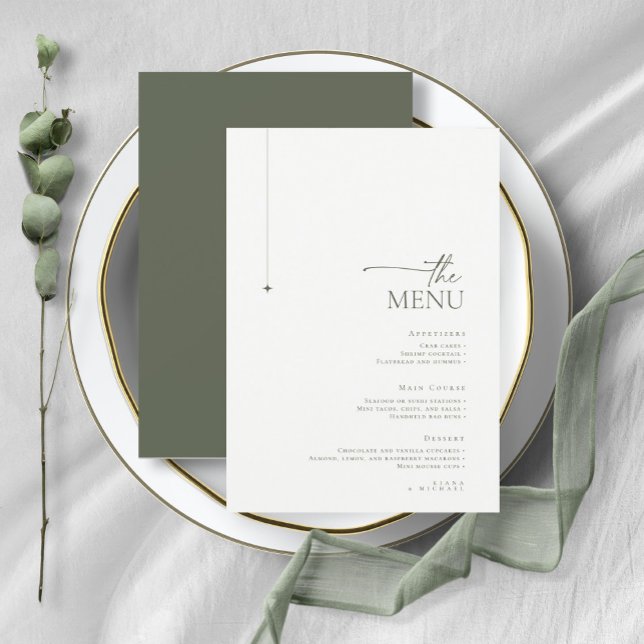 Menú simple Boda de Moda Pearl/Moss Green ID1046 (Subido por el creador)