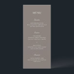 Menú Simple Boda Elegante Taupe<br><div class="desc">Menú boda moderno con un diseño sencillo que combina una fuente sans serif contemporánea,  un guión elegante para escritura a mano y una letra cursiva.</div>