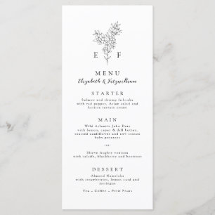 Menú Simple Boda Mínimo de Flor de Cerezo Monograma
