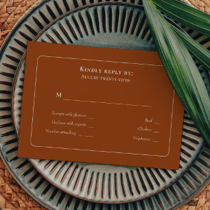 Menú simple Boho Terracotta Boda Elección RSVP