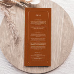 Menú Simple Boho Terracotta Boda Flat<br><div class="desc">El sencillo menú del Boda Flat Boho Terracotta presenta una sofisticada paleta muda de marfil neutro acompañada de una magnífica mezcla y opciones de juego de terracota de óxido, verde salvia y ciruela. La elegancia sobria de la tipografía simple y los arcos suaves crea una estética relajante y pulida con...</div>