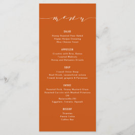 Menú Simple caligrafía moderna quemada Naranja Brown ca