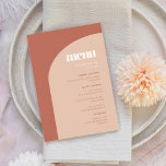 Menú Simple chic peach terracotta arch wedding<br><div class="desc">Wedding menu. Minimalist yet striking: adopt this slightly retro elegant typographic design for your wedding stationery,  with a modern arch design and terracotta & burnt orange colors. Fully customizable text,  colors and backgrounds.</div>