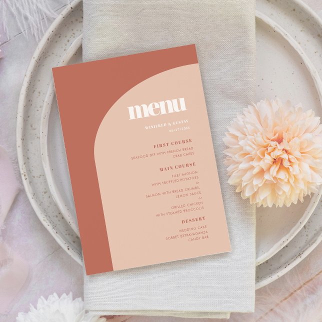 Menú Simple chic peach terracotta arch wedding (Subido por el creador)