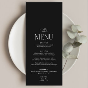 Menú Simple Classic Old Money Black Boda