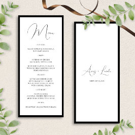Menú Simple Classy Black & White Border Script Wedding