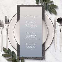 Menú simple de Boda azul opaco y opaco