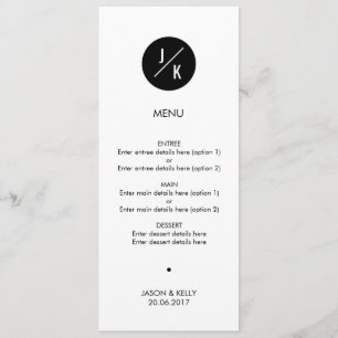 Menú simple de boda de círculo monocromático