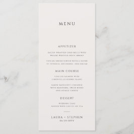 Menú simple de Boda de marfil-beige neutro
