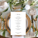 Menú simple de bodas en blanco y negro<br><div class="desc">Plantilla de texto personalizado de tipografía minimalista de moda blanca sencilla BUDGET tarjeta de menú boda asequible. LEA ESTO ANTES DE COMPRAR! Esta es una tarjeta boda de presupuesto impresa en una hoja de papel (cada hoja tiene una tarjeta). Para obtener la mejor calidad de precio de la relación, nuestro...</div>