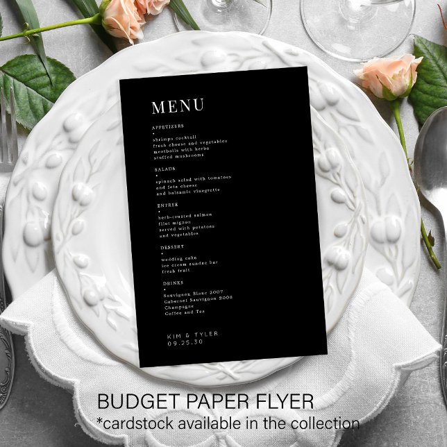Menú simple de bodas en blanco y negro (Subido por el creador)