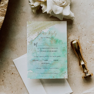 Menú simple de oro y Boda verde Elección RSVP