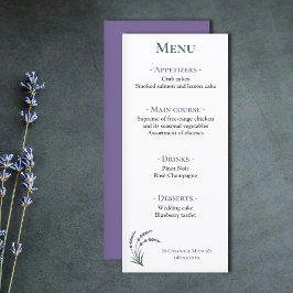 Menú Simple de Recepción de Boda de Lavanda