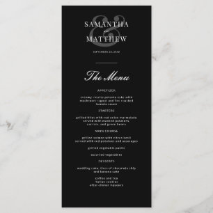 Menú simple elegante de Bodas formales negros