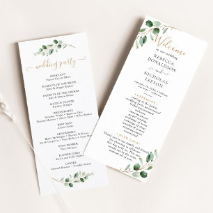 Menú Simple Eucalyptus Greenery Ceremony Program