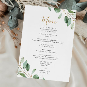 Menú Simple Eucalyptus Greenery Elegante Boda