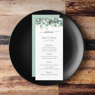 Menú Simple fiesta de bodas de eucalipto verde