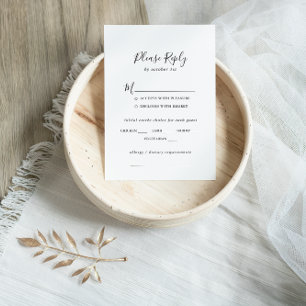 Menú simple Minimalista Boda Elección RSVP
