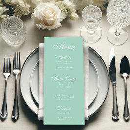 Menú Simple Mint Blanco Script Elegante Caligrafía Verd