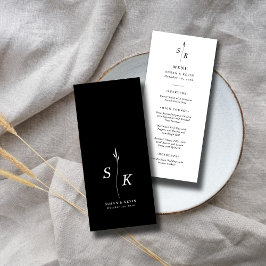 Menú Simple Moda Mínima Elegancia Hoja Monograma Boda