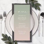 Menú Simple Ombre Leaf Green & Light Pink Wedding<br><div class="desc">Simple Ombre Leaf Green & Blush Pink Wedding Reception Dinner Menus. This modern chic Menu Card is simple classic and elegant with a subtle ombre gradient fade and a pretty signature script calligraphy font with tails. Shown in the new Colorway. Available in several color options, or feel free to edit...</div>