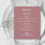 Menú simple Rosa Desierto simple presupuesto Boda<br><div class="desc">Una carta de menú a la hora de la cena en papel a precios razonables, en rosa rosa desértico, con sus opciones de comida en letras blancas de moda, es perfecta para una recepción nupcial moderna, una cena de boda, un fiesta de aniversario o cualquier evento especial con una cena...</div>