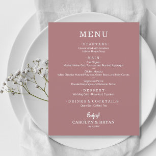 Menú simple Rosa Desierto simple presupuesto Boda
