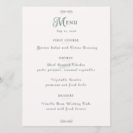 Menú Simple Sage Green Botanical Minimalist Wedding