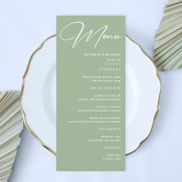 Menú Simple Sage Green Wedding