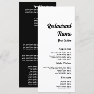 Menú Simple y moderno, restaurante Slimline