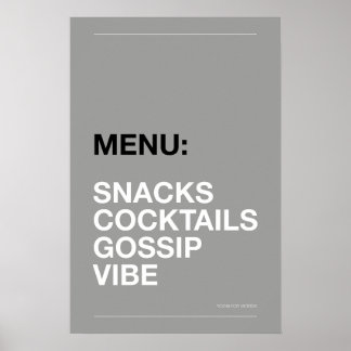 MENÚ: SNACKS – Póster divertido de cocina