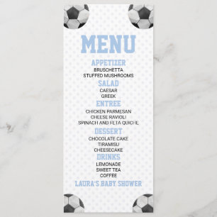 Menú Soccer Ball Sports Blue Baby Shower Food