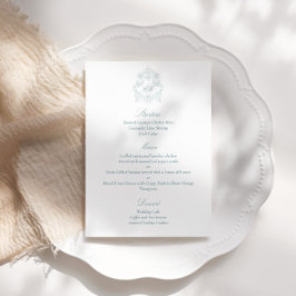 Menú Sofisticada Boda Clásica con Guión Azul Polvorient