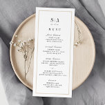 Menú Sofisticado boda minimalista en monograma<br><div class="desc">Sofisticadas tarjetas de menú minimalista en blanco y negro con un marco de color neutro y monopólico,  sencillo y elegante. Ideal para bodas clásicos modernos y boda formal. Vea todas las piezas coincidentes de la colección.</div>