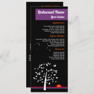 Menú Sol de cielo nocturno, restaurante Slimline