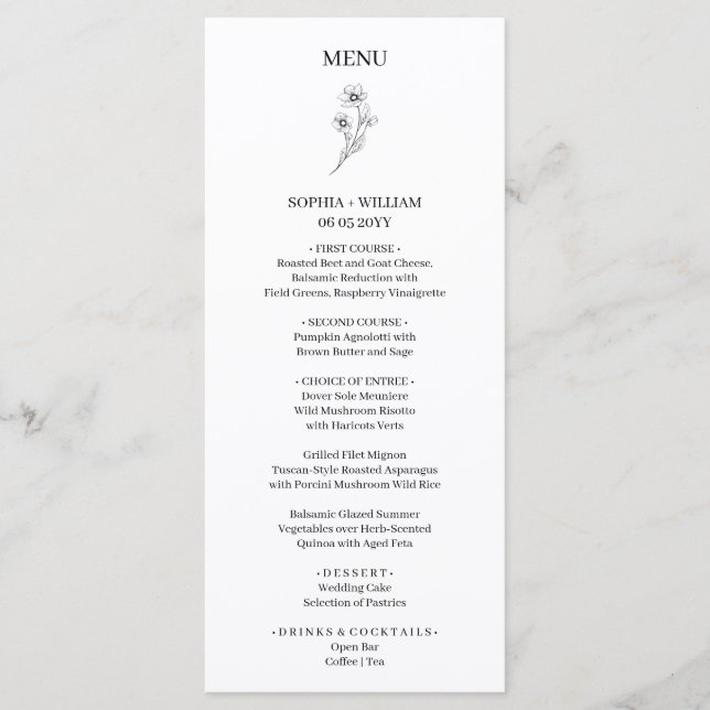 Menú Sophia Elegant Modern Wedding Dinner (Anverso)