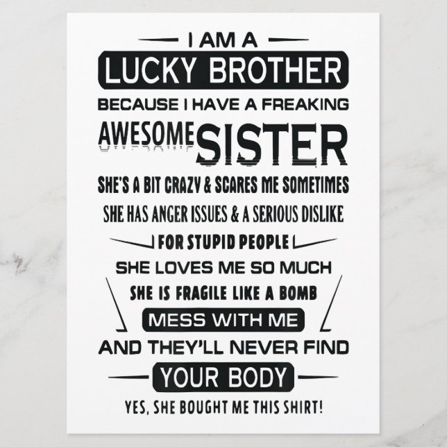 Menú Soy Un Hermano Afortunado Navidades Regalos Para H (Anverso)