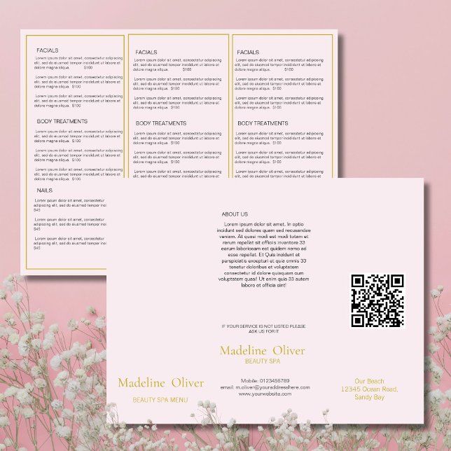 Menú Spa de belleza Elegante Oro rosado (Subido por el creador)