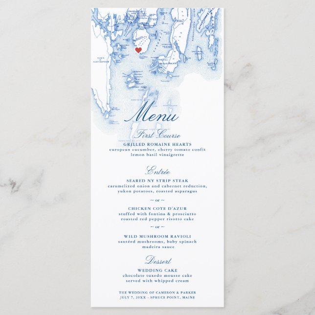 Menú Spruce Point Inn Boothbay Maine Map Elegant Navy (Anverso)