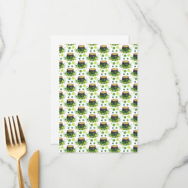 Menú St Patricks Day Ireland Green Clover Leprechaun (Anverso/Reverso In Situ)