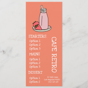 Menú Strawberry Milkshake retro cafe