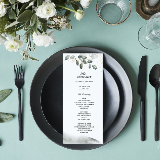 Menú Suave hoja de acuarela de verde | Polvo de oro (Subido por el creador)