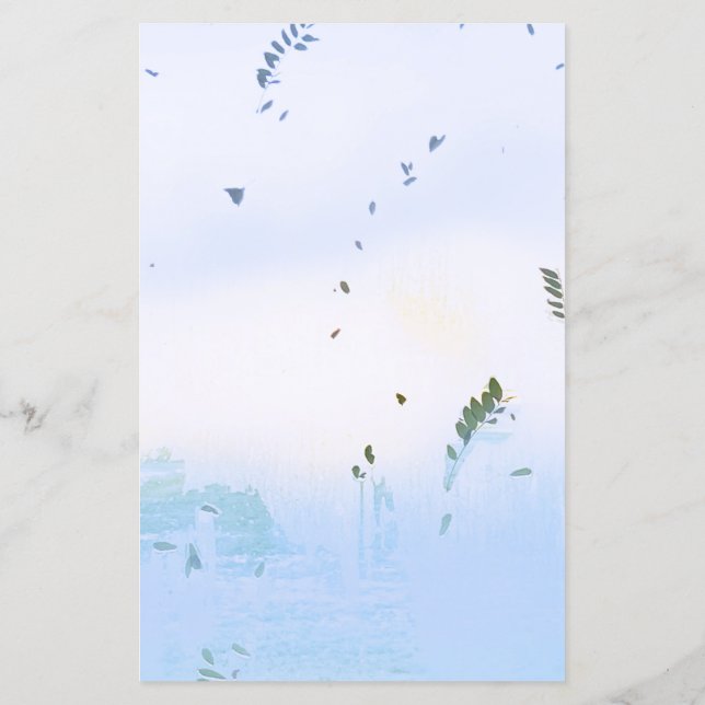 Menú Sueño casual fondo de la hoja azul pastel (Reverso)