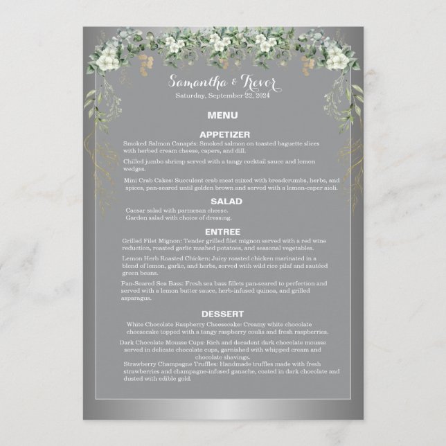 Menú Sueños Lustres Botánicos: Una Fantasía Botánica (Anverso)