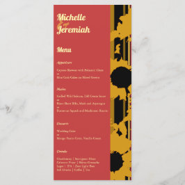 Menú Sunflower Sunset Coral Gold Modern Wedding