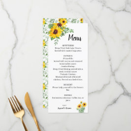 Menú Sunflowers Greenery Boda Bridal Shower